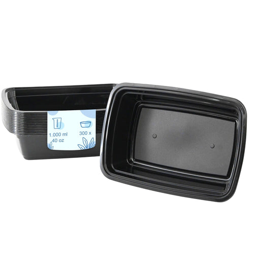 (300 kpl) Uudelleenkäytettävä take away -rasia - 1000 ml - suorakulmainen - musta