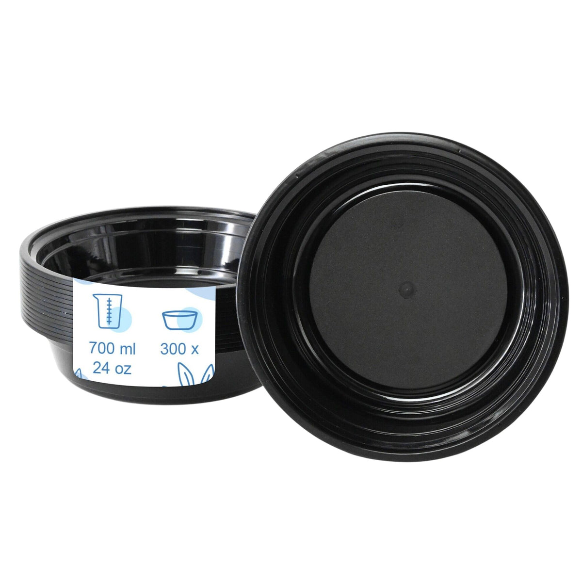 (300 pcs) Food Lidding Tray Polypropylene - 700ml - Round - Black