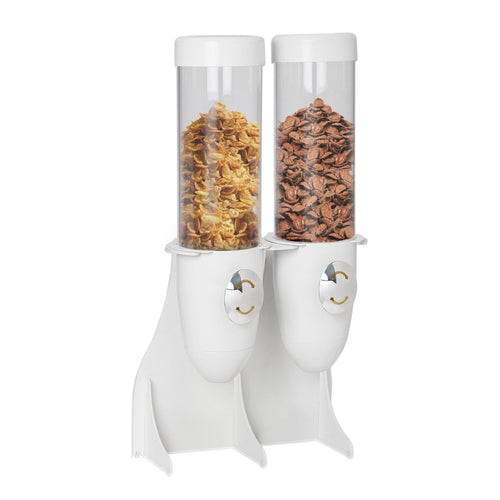 Commercial Cereal Dispenser - double - Ø115mm - Rotary Dispense - 2 Plastic Containers - Stainless Steel Stand