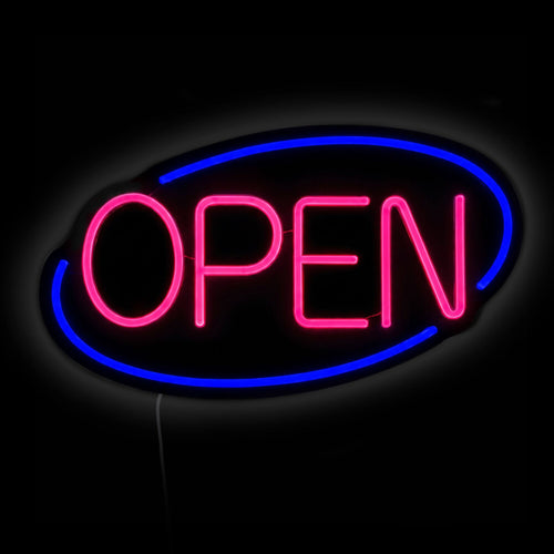 LED-valokyltti - OPEN - himmennettävä - sininen - pinkki - 420x250 mm