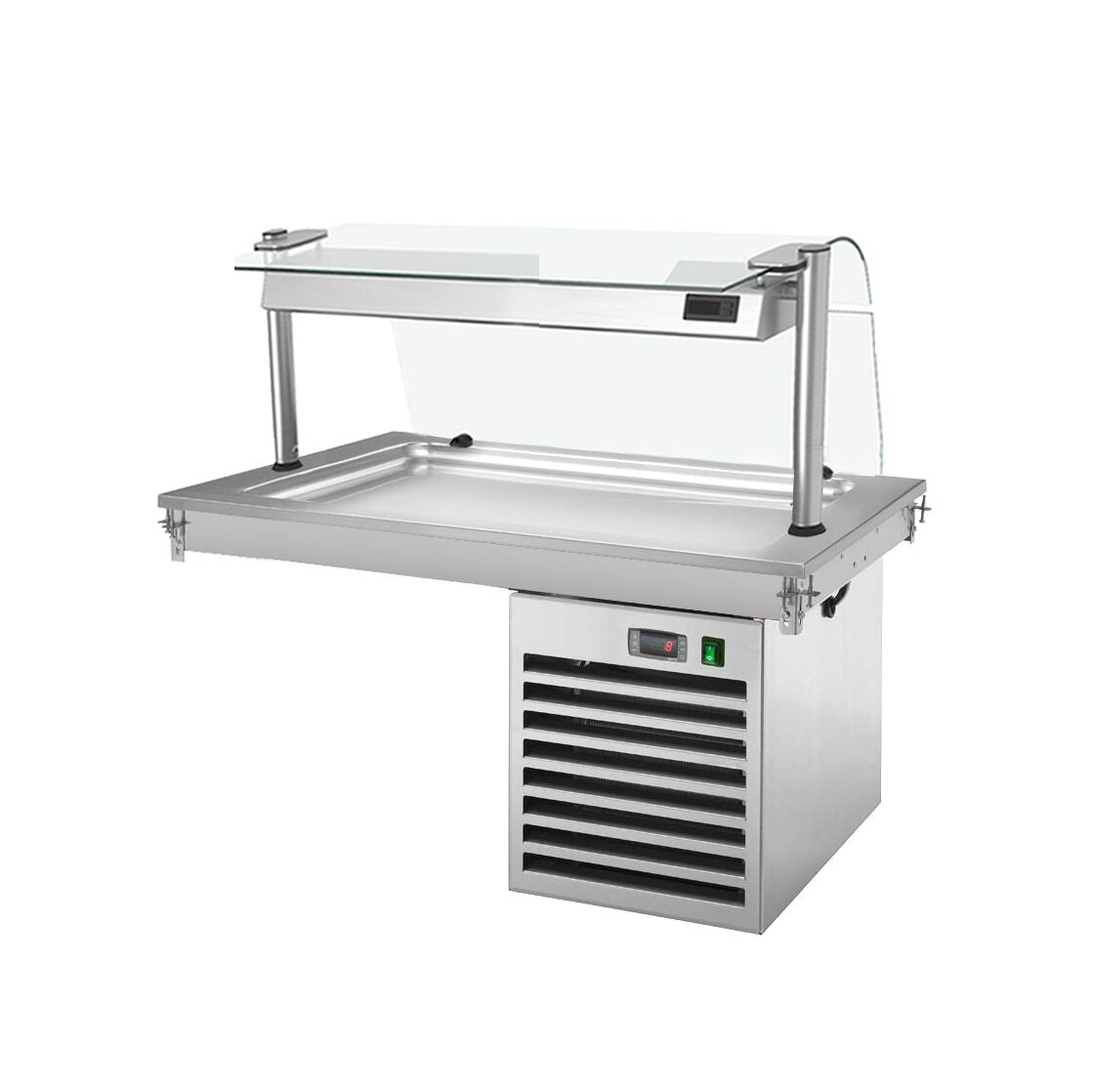 Drop-In Cold Plate - 1000mm - +2 to +8°C - 3x GN 1/1 - 350W - with glass sneeze guard