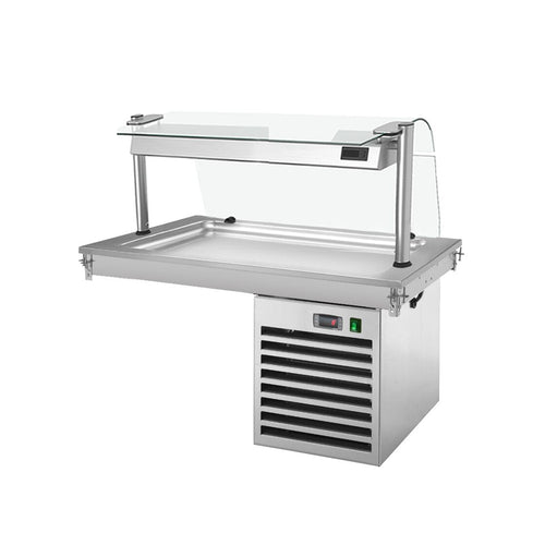 Sisäänrakennettava kylmälevy - 995 mm - +2–+8 °C - 3 x GN 1/1 - 350 W - lasisuojalla