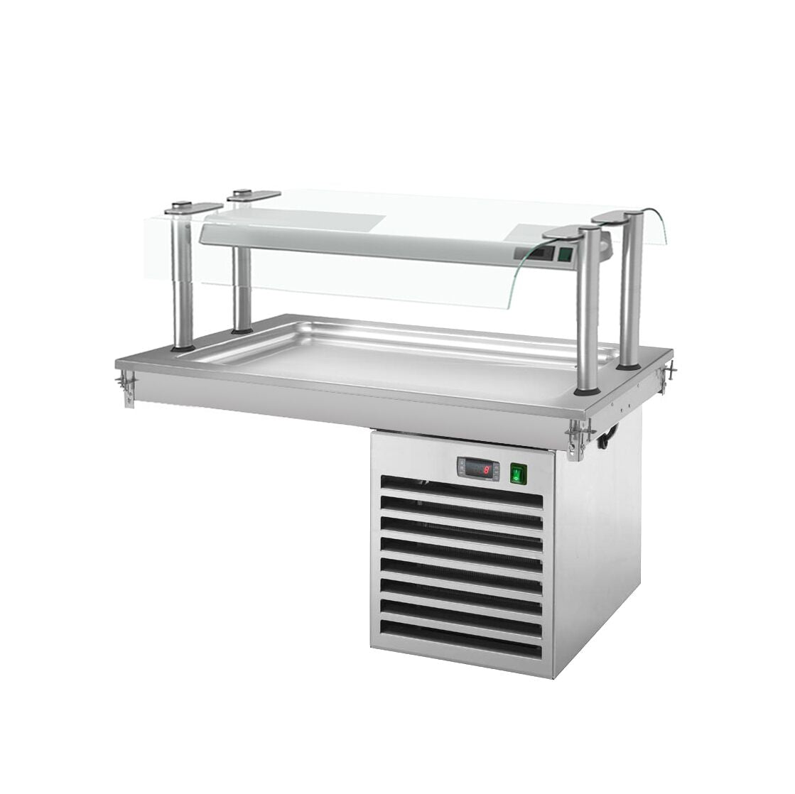 Drop-In Cold Plate - 1000mm - +2 to +8°C - 3x GN 1/1 - 350W - with glass sneeze guard