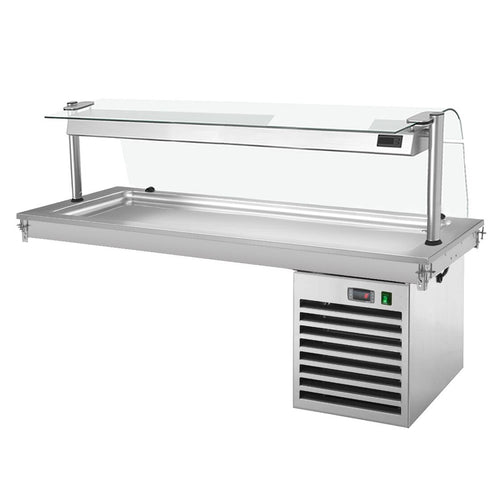 Sisäänrakennettava kylmälevy - 1800 mm - +2–+8 °C - 5 x GN 1/1 - 700 W - lasisuojalla