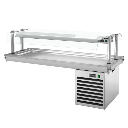 Upotettava kylmälevy - 1800 mm - +2–+8 °C - 5 x GN 1/1 - 700 W - kaksipuoleinen lasisuoja