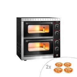 Sähköinen minipizzauuni - 590x580 mm - 4+4 x Ø 20 cm - enintään 350 °C - Manuaalinen - musta