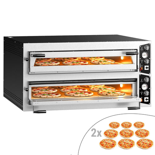 Electric Deck Pizza Oven - Twin Deck - Refractory Stone Deck - 9+9 x Ø 35cm (13.8") - up to 450°C