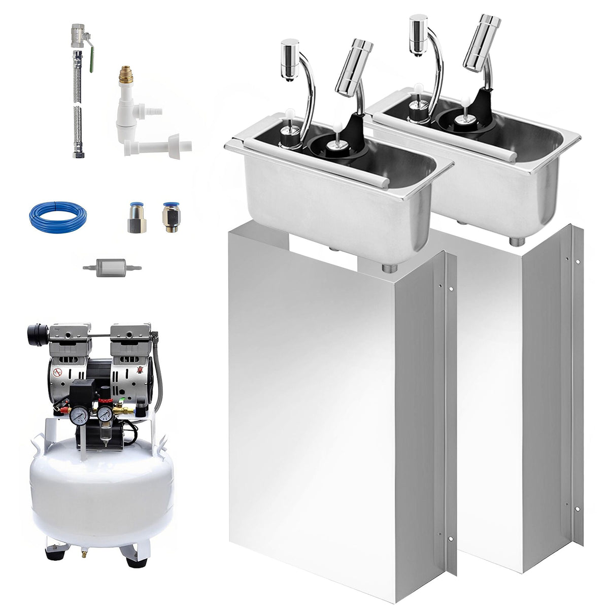 (2 pcs) Portioning Rinse WATERSTOP with integrated automatic water stop with integrated backflow preventer incl. sieve plate