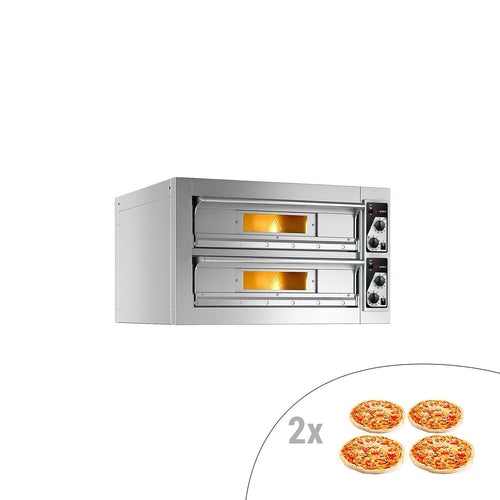 Sähköinen pizzauuni (samottikivipohja) - 990x990 mm - 4+4 x Ø 33 cm - enintään 400 °C - Manuaalinen