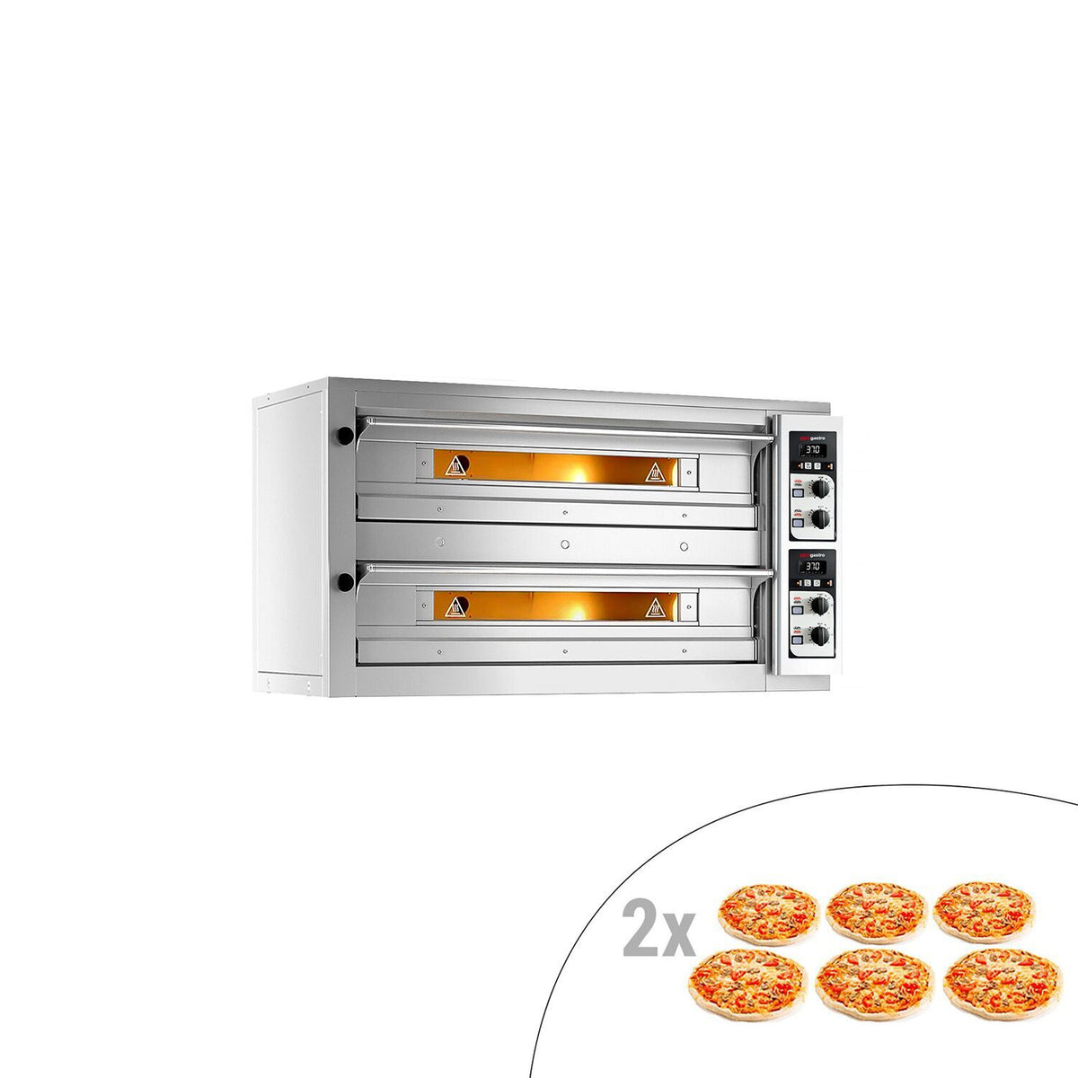Sähköinen pizzauuni - 1420x1030 mm - 6+6 x Ø 33 cm - enintään 400 °C - Manuaalinen
