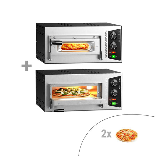 (2 kpl) Sähköinen pizzauuni (samottikivipohja) - 1 x Ø 35 cm - Ø 35 cm pizza - enintään 450 °C - Manuaalinen - pinottava