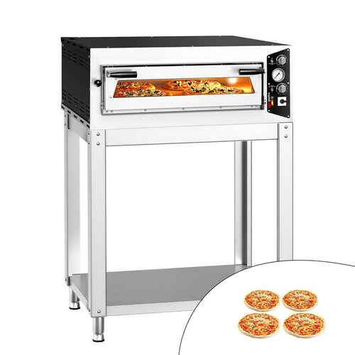 Sähköinen pizzauuni (samottikivipohja) - 895x990 mm - 4 x Ø 35 cm - enintään 450 °C - Manuaalinen - pinottava - sis. alarunko