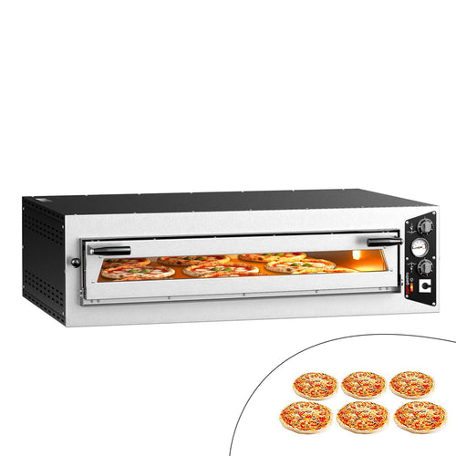 Sähköinen pizzauuni (samottikivipohja) - 1340x920 mm - 6 x Ø 35 cm - enintään 450 °C - Manuaalinen - pinottava - ruostumaton teräs