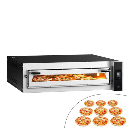 Sähköinen pizzauuni (samottikivipohja) - 1340x1270 mm - 9 x Ø 35 cm (Leveä) - enintään 400 °C - Digitaalinen - pinottava