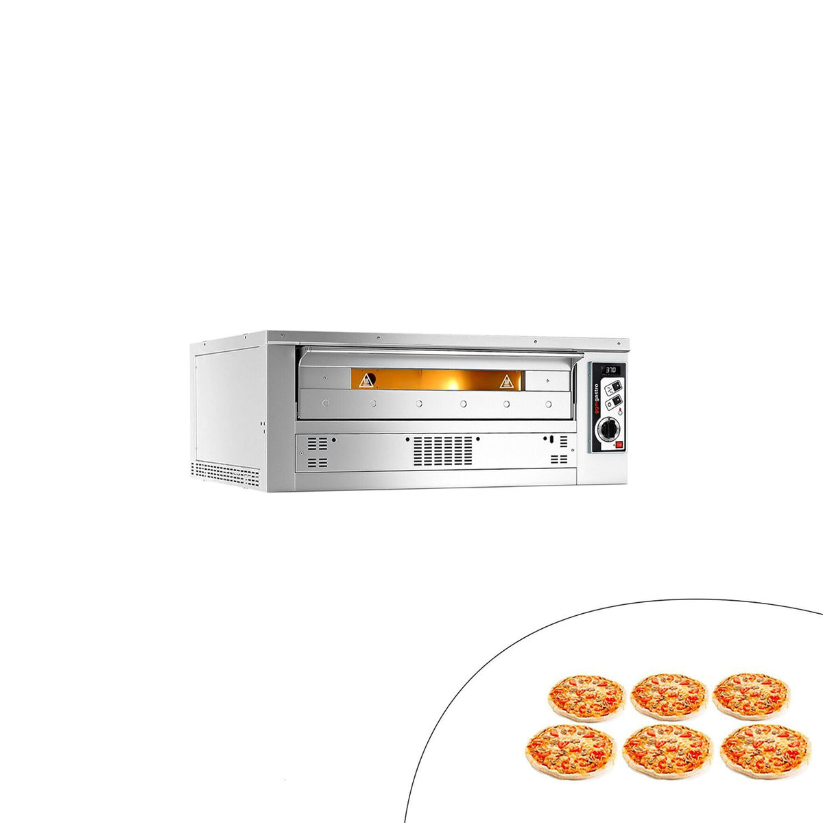 Kaasukäyttöinen pizzauuni (samottikivipohja) - 6 x Ø33cm - enintään 370 °C - Manuaalinen