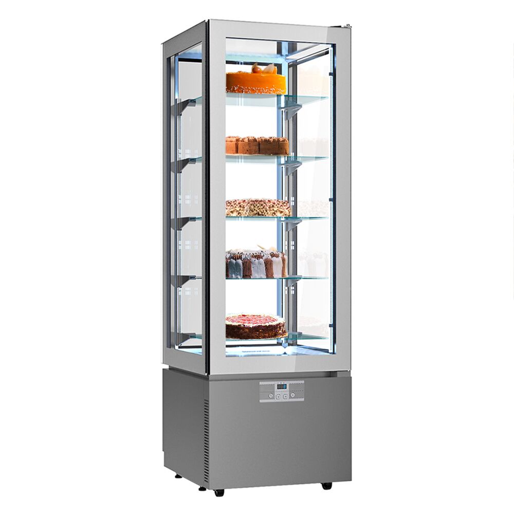 4-sivuinen kylmävitriini / Panoramakylmävitriini - 324 l - 600 mm - kaksinkertainen lasi - 1 lasiovi - 5 hyllyä - LED-valaistus