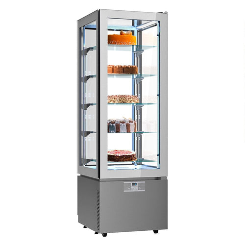 4-sivuinen kylmävitriini / Panoramakylmävitriini - 324 l - 600 mm - kaksinkertainen lasi - 1 lasiovi - 5 hyllyä - LED-valaistus