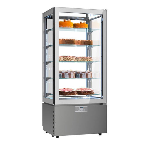 4-sivuinen kylmävitriini / Panoramakylmävitriini - 457 l - 805 mm - kaksinkertainen lasi - 1 lasiovi - 5 hyllyä - LED-valaistus