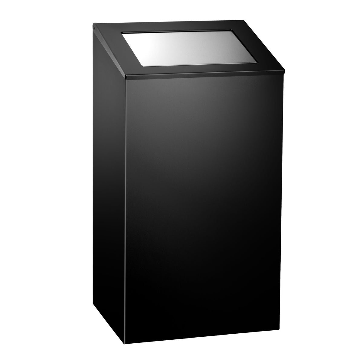 Commercial Waste bin - Push-top bin - 38L - 600(H)x300(W)x215(D)mm - Black - Stainless steel