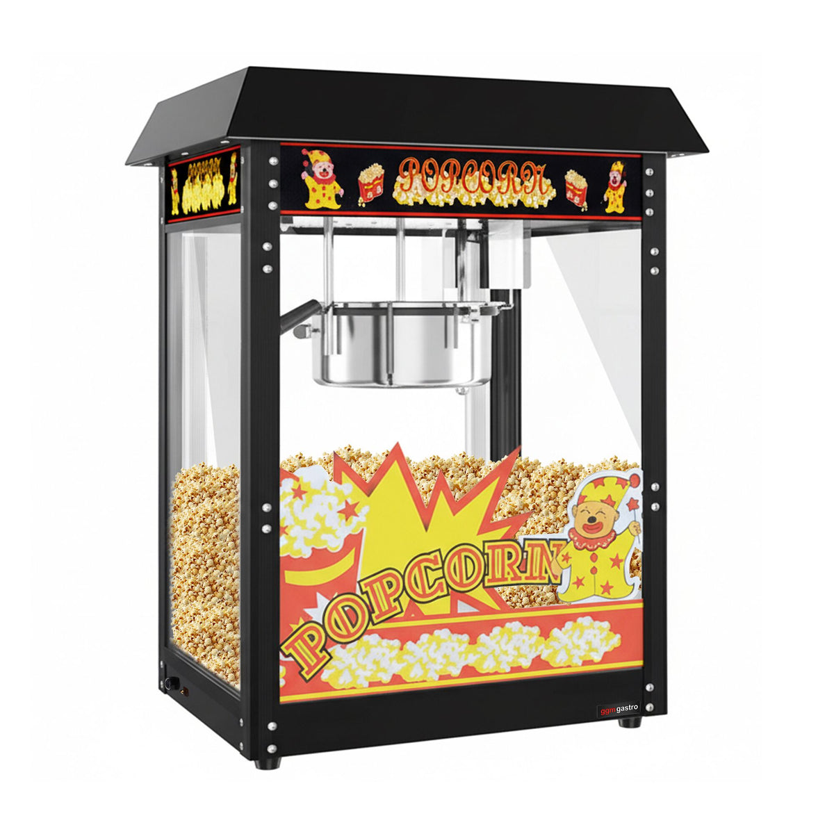 Commercial Popcorn Machine - 1.5kW - 5kg/h - with 1 kettle - Black