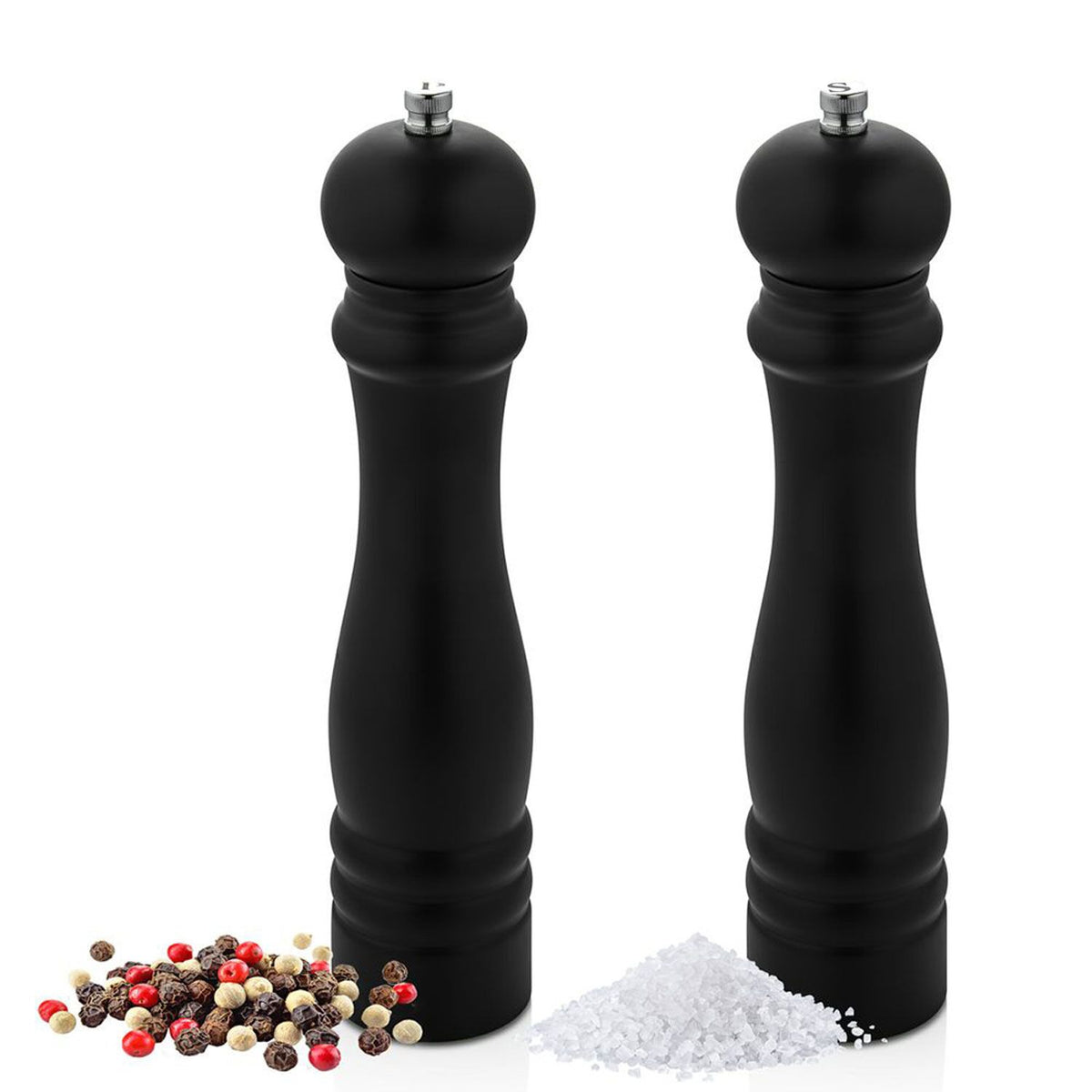 Suola- ja pippurimyllyt - Puu - Korkeus: 250 mm - musta