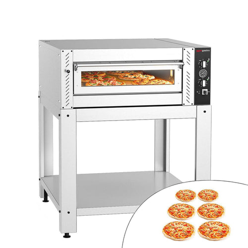 Sähköinen pizzauuni (samottikivipohja) - 1150x1010 mm - 6 x Ø 30 cm (Syvä) - enintään 450 °C - Manuaalinen - sis. alarunko