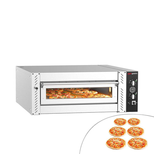 Sähköinen pizzauuni (samottikivipohja) - 1150x1010 mm - 6 x Ø 30 cm (Syvä) - enintään 450 °C - Manuaalinen