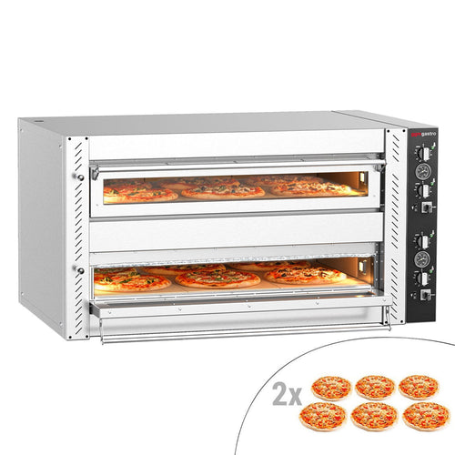 Sähköinen pizzauuni (täyssamotti) - 1350x850 mm - 6+6 x Ø 30 cm - enintään 450 °C - Manuaalinen