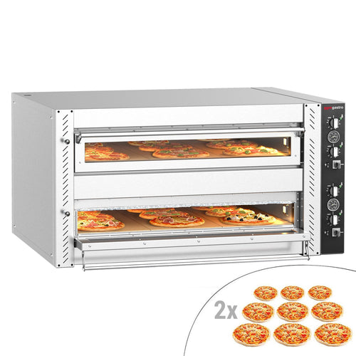 Sähköinen pizzauuni (samottikivipohja) - 1320x1150 mm - 9+9 x Ø 30 cm - enintään 450 °C - Manuaalinen