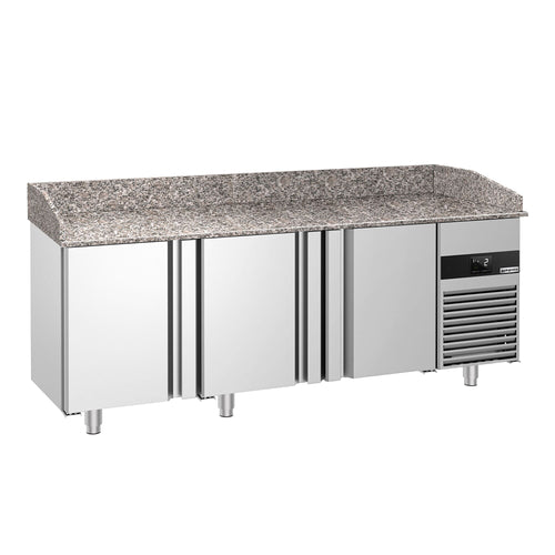 Commercial Pizza Prep Counter - Granite Top PREMIUM - 2100x800mm - with 3 doors