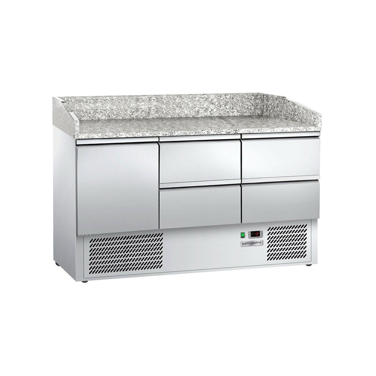 Commercial Pizza Prep Counter - Granite Top ECO - 1400x700mm - with 1 doors & 4 drawers
