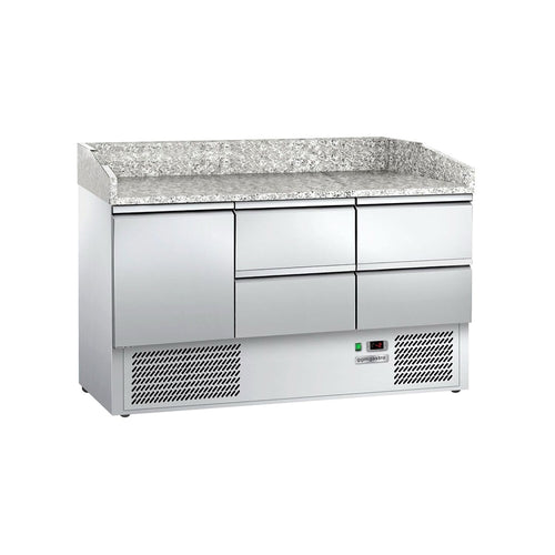 Pizzakylmäpöytä ECO - 1400x700 mm - 1 ovea & 4 vetolaatikkoa - 368 l