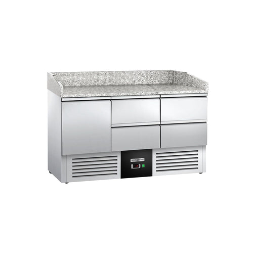 Pizzakylmäpöytä PREMIUM - 1400x700 mm - 1 ovea & 4 vetolaatikkoa