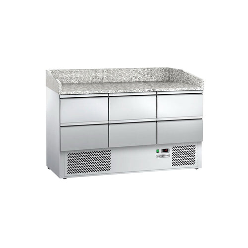 Pizzakylmäpöytä ECO - 1400x700 mm - 6 vetolaatikkoa