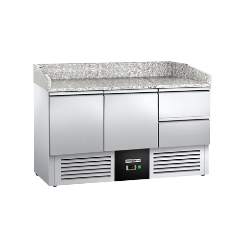 Pizzakylmäpöytä PREMIUM - 1400x700 mm - 2 ovea & 2 vetolaatikkoa