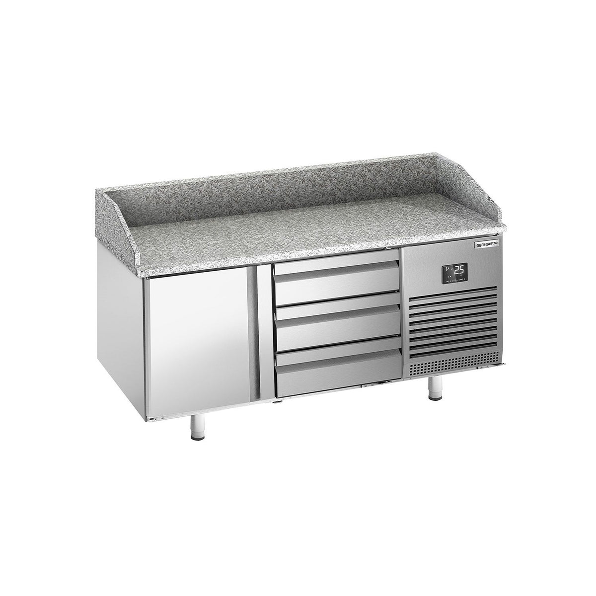 Pizzakylmäpöytä PREMIUM PLUS - 1490x700 mm - 1 ovea & 3 vetolaatikkoa