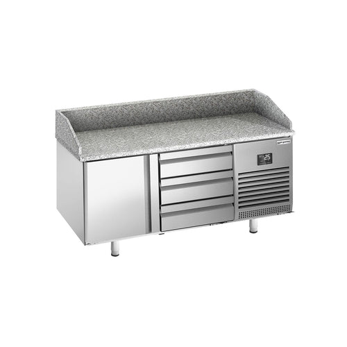 Pizzakylmäpöytä PREMIUM PLUS - 1490x700 mm - 1 ovea & 3 vetolaatikkoa