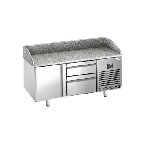 Pizzakylmäpöytä PREMIUM PLUS - 1490x700 mm - 1 ovea & 2 vetolaatikkoa