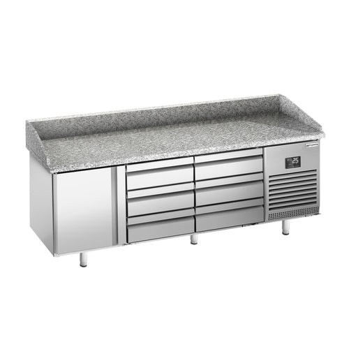 Pizzakylmäpöytä PREMIUM PLUS - 1980x700 mm - 1 ovea & 6 vetolaatikkoa