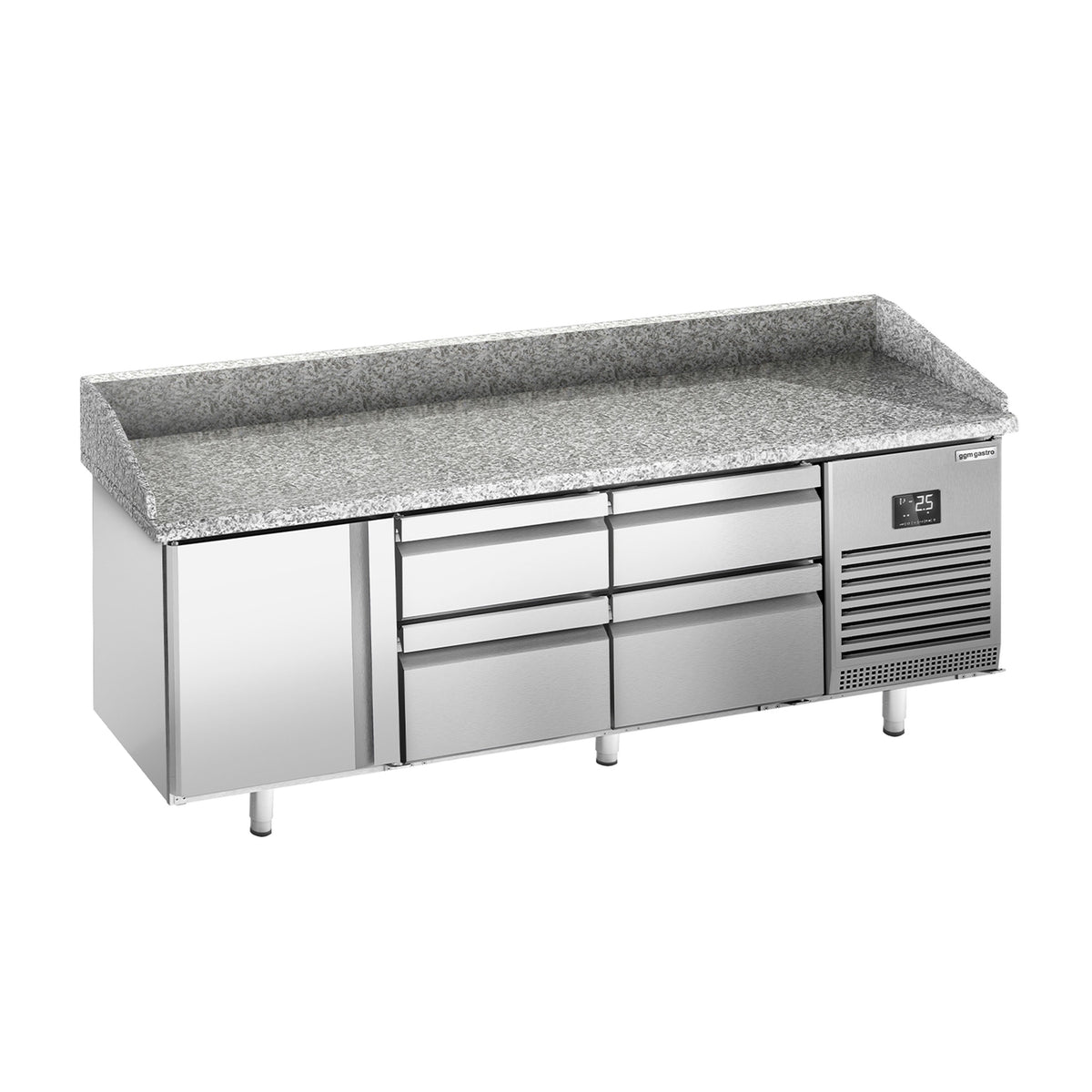 Pizzakylmäpöytä PREMIUM PLUS - 1980x700 mm - 1 ovea & 4 vetolaatikkoa