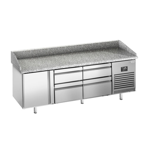 Pizzakylmäpöytä PREMIUM PLUS - 1980x700 mm - 1 ovea & 4 vetolaatikkoa