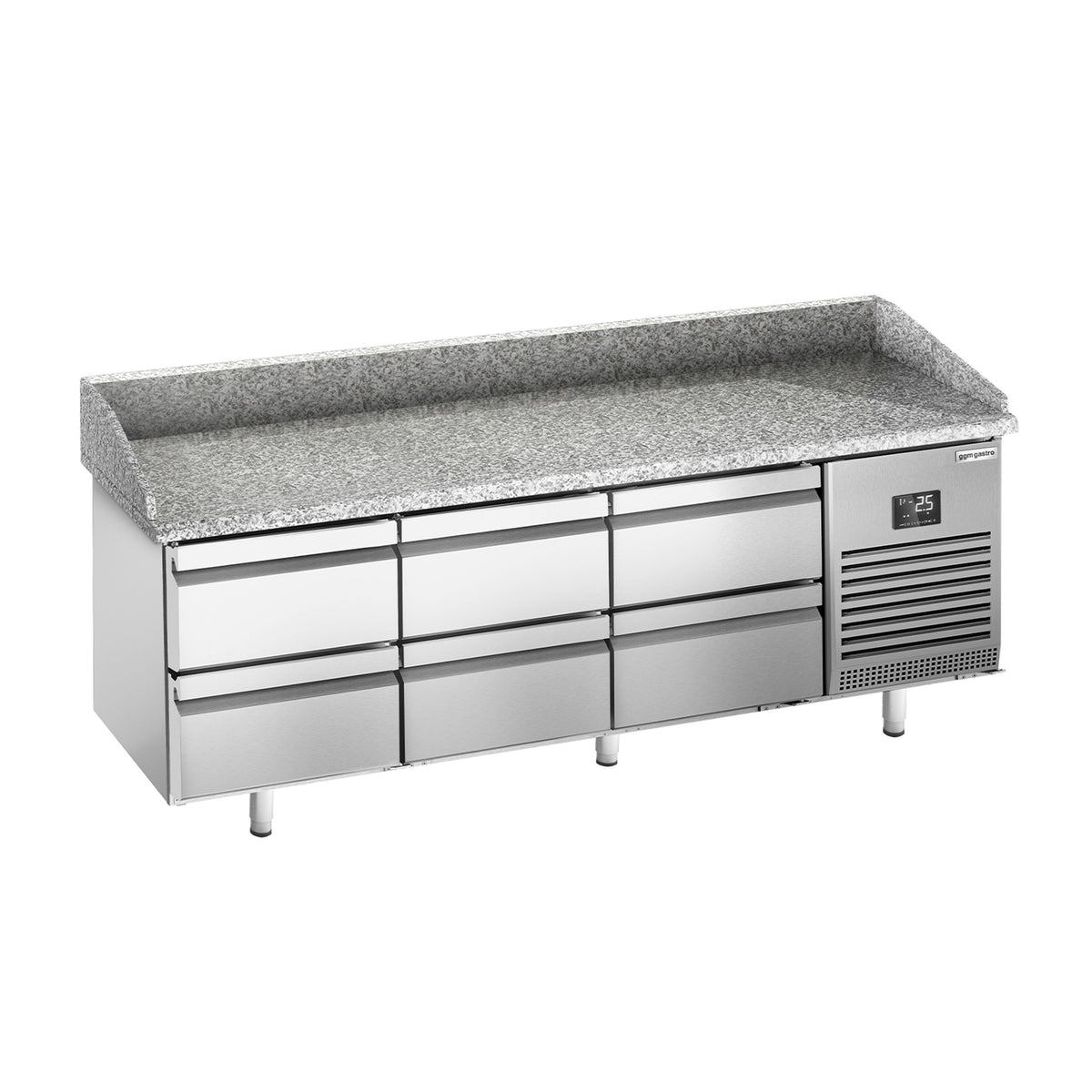 Pizzakylmäpöytä PREMIUM PLUS - 1980x700 mm - 6 vetolaatikkoa