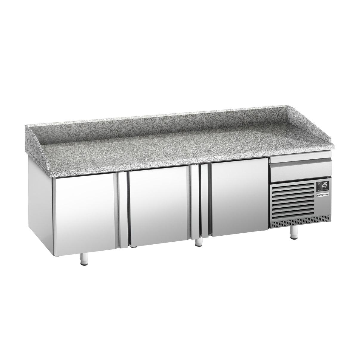 Pizzakylmäpöytä PREMIUM PLUS - 2305x800 mm - 3 ovea & 1 vetolaatikkoa - 700 l