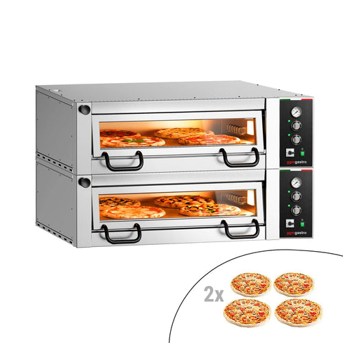 Sähköinen pizzauuni Power  (samottikivipohja) - 1112x1030 mm - 4+4 x Ø 34 cm - enintään 450 °C - Manuaalinen