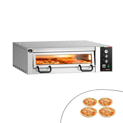 Electric Deck Pizza Oven Power   - Single Deck - Refractory Stone Deck - 4 x Ø 34cm (13.4") - 230V 3 Phase - Mechanical Controls