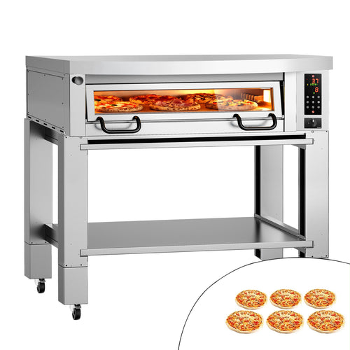 Sähköinen pizzauuni Power  (samottikivipohja) - 6 x Ø 34 cm - enintään 450 °C - Digitaalinen - sis. haube ja alarunko