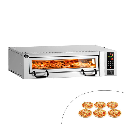 Sähköinen pizzauuni (samottikivipohja) - 1462x1010 mm - 6 x Ø 34 cm - enintään 450 °C - Digitaalinen