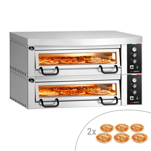 Sähköinen pizzauuni Power   (samottikivipohja) - 1462x1010 mm - 6+6 x Ø 34 cm - enintään 450 °C - Manuaalinen - sis. huuva