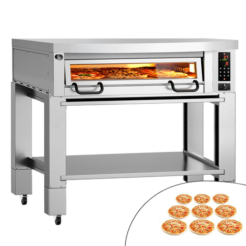 Sähköinen pizzauuni Power  (samottikivipohja) - 1480x1360 mm - 9 x Ø 34 cm - 450 °C - Digitaalinen - sis. haube ja alarunko