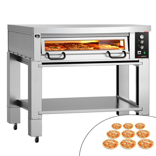 Sähköinen pizzauuni Power (samottikivipohja) - 1360x1480 mm - 9 x Ø 34 cm - enintään 450 °C - Manuaalinen - sis. haube ja alarunko